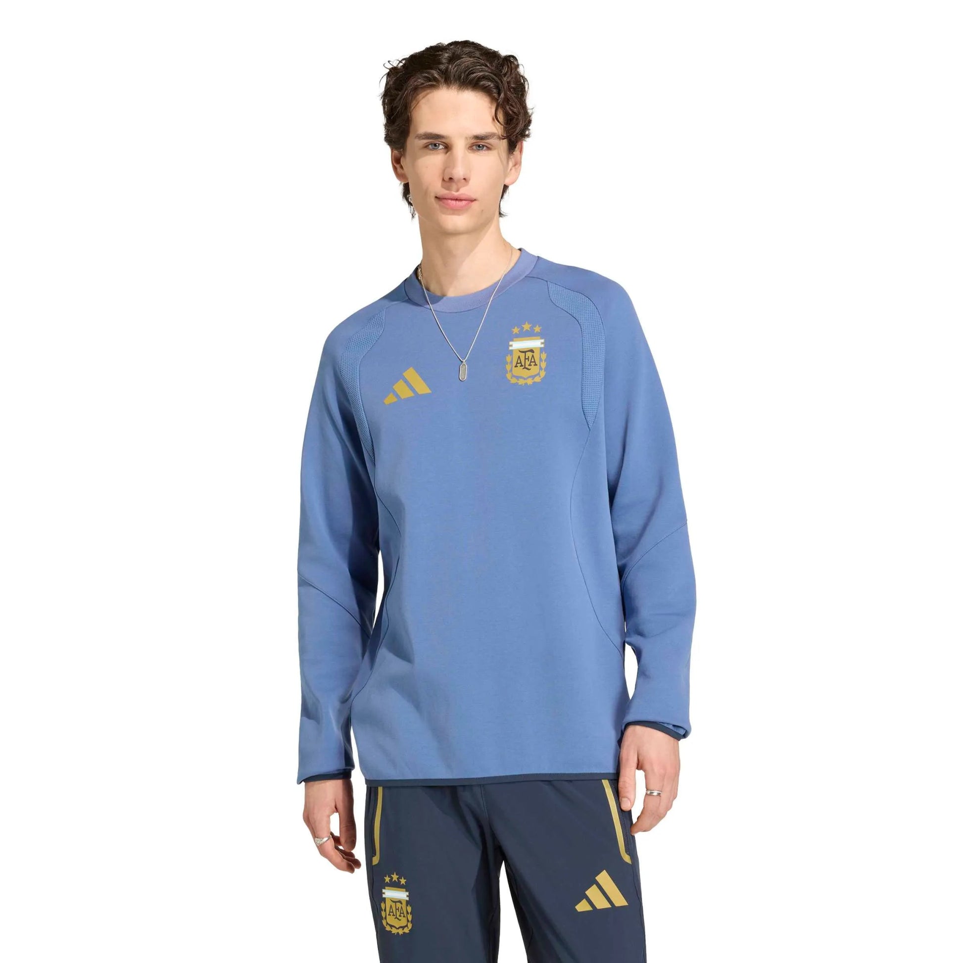 2026 Argentina Mens Tiro Travel Crewneck Sweatshirt | Adidas