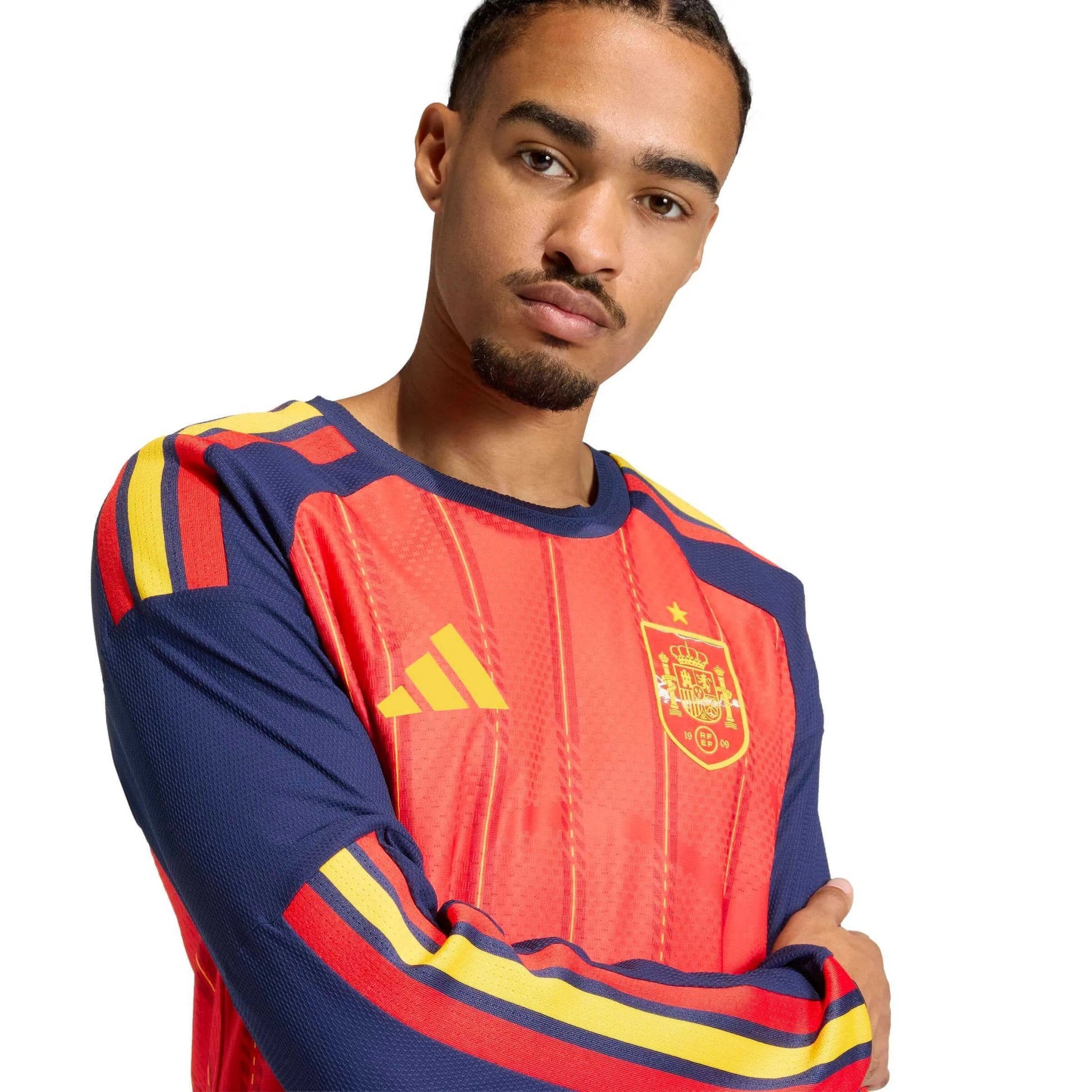 2026 Spain Mens Authentic Home Long-Sleeve Soccer Jersey | Adidas
