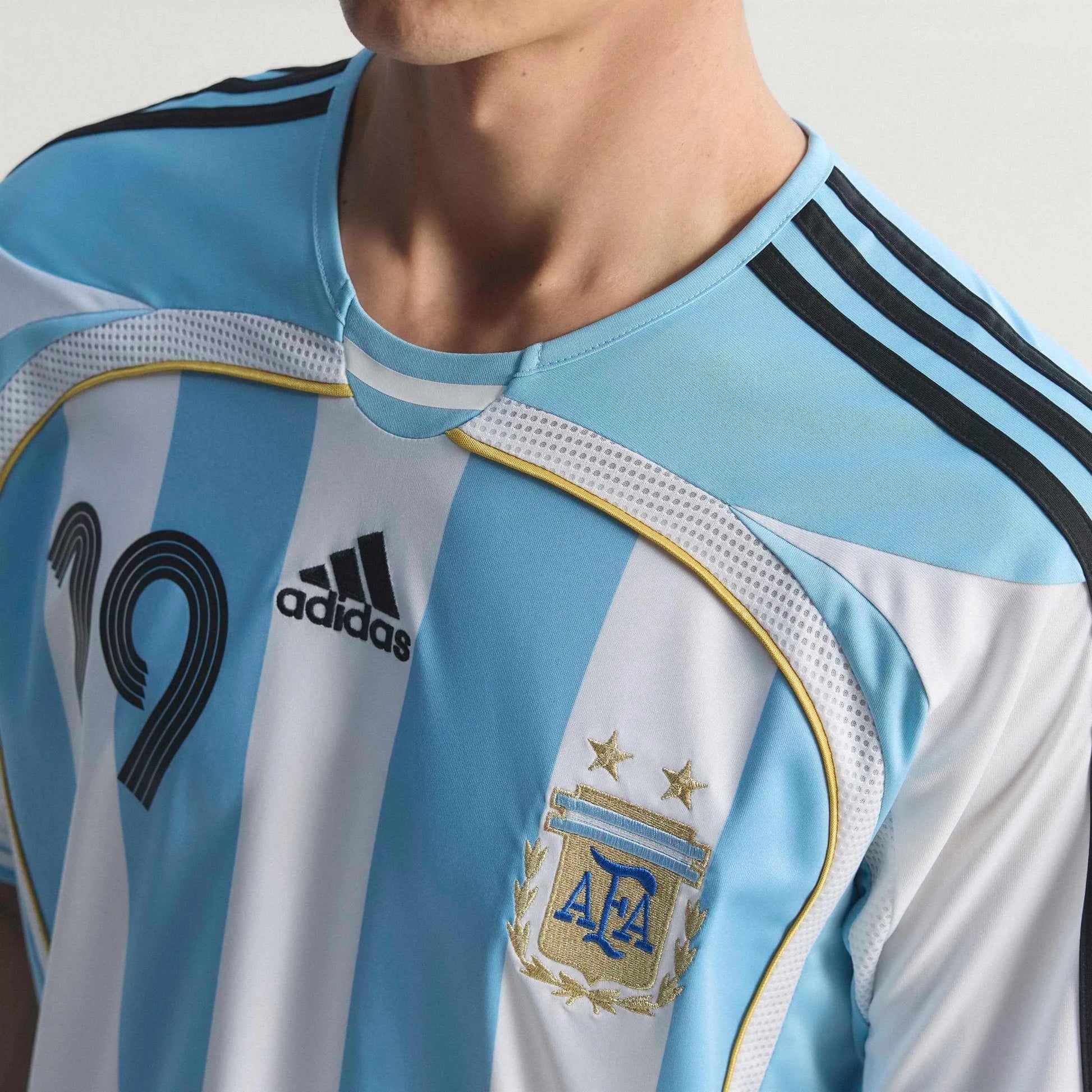 2006 Argentina Mens Retro Stadium Home Messi #19 Soccer Jersey | Adidas