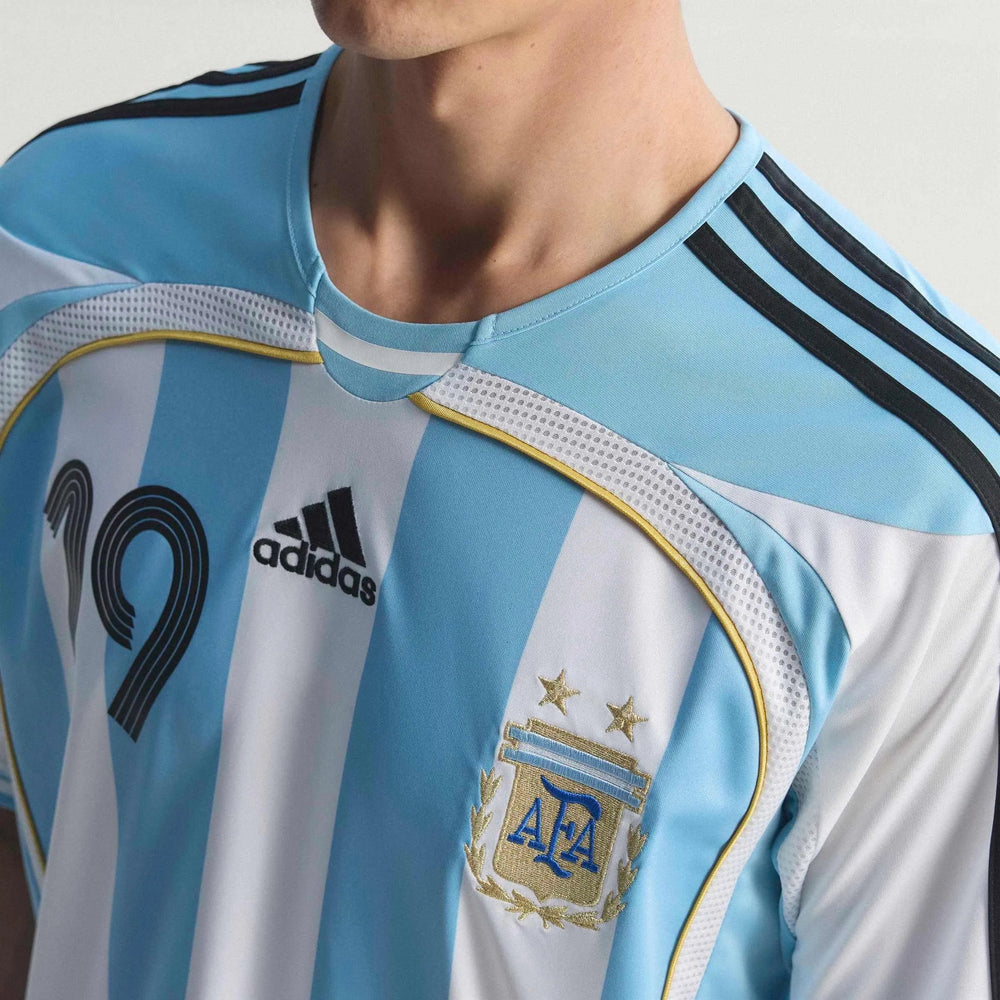 2006 Argentina Mens Retro Stadium Home Messi #19 Soccer Jersey | Adidas