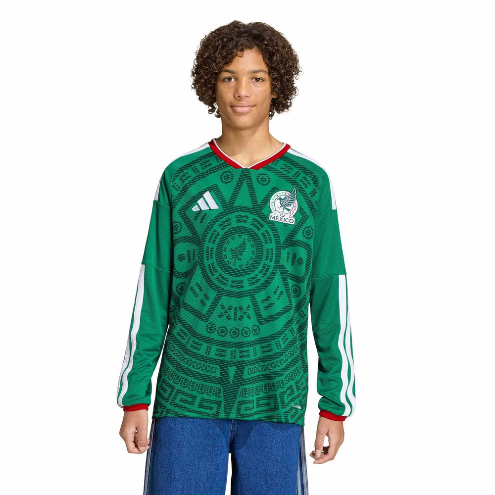 2026 Mexico Youth Stadium Home Long-Sleeve Soccer Jersey | Adidas