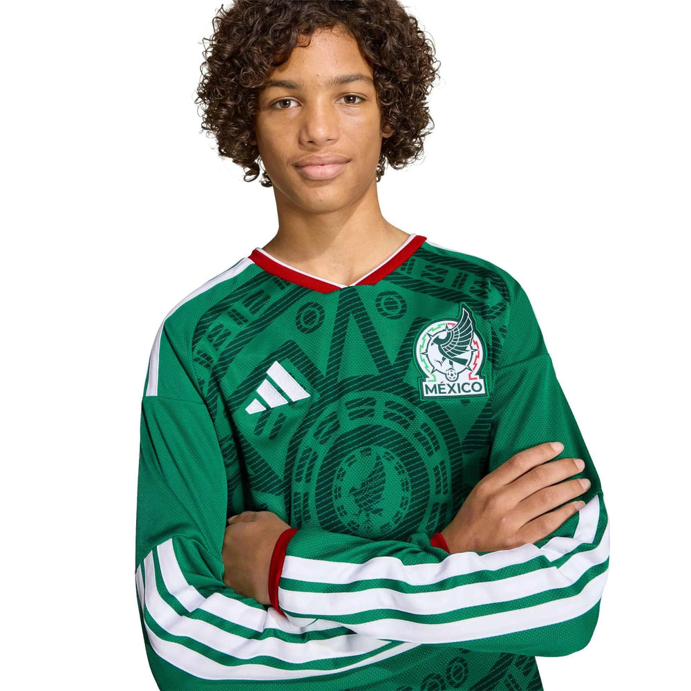 2026 Mexico Youth Stadium Home Long-Sleeve Soccer Jersey | Adidas